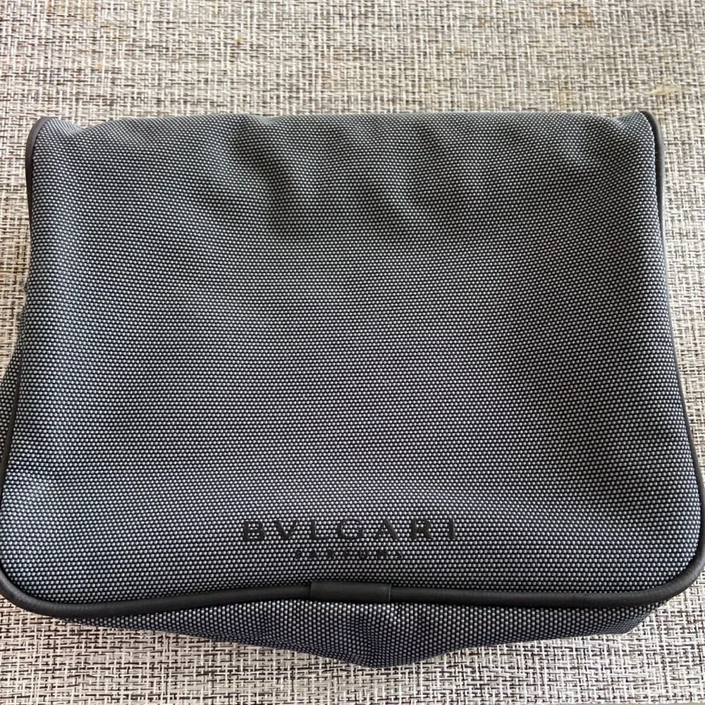 BLV Bulgari small gray travel case never used with clip close